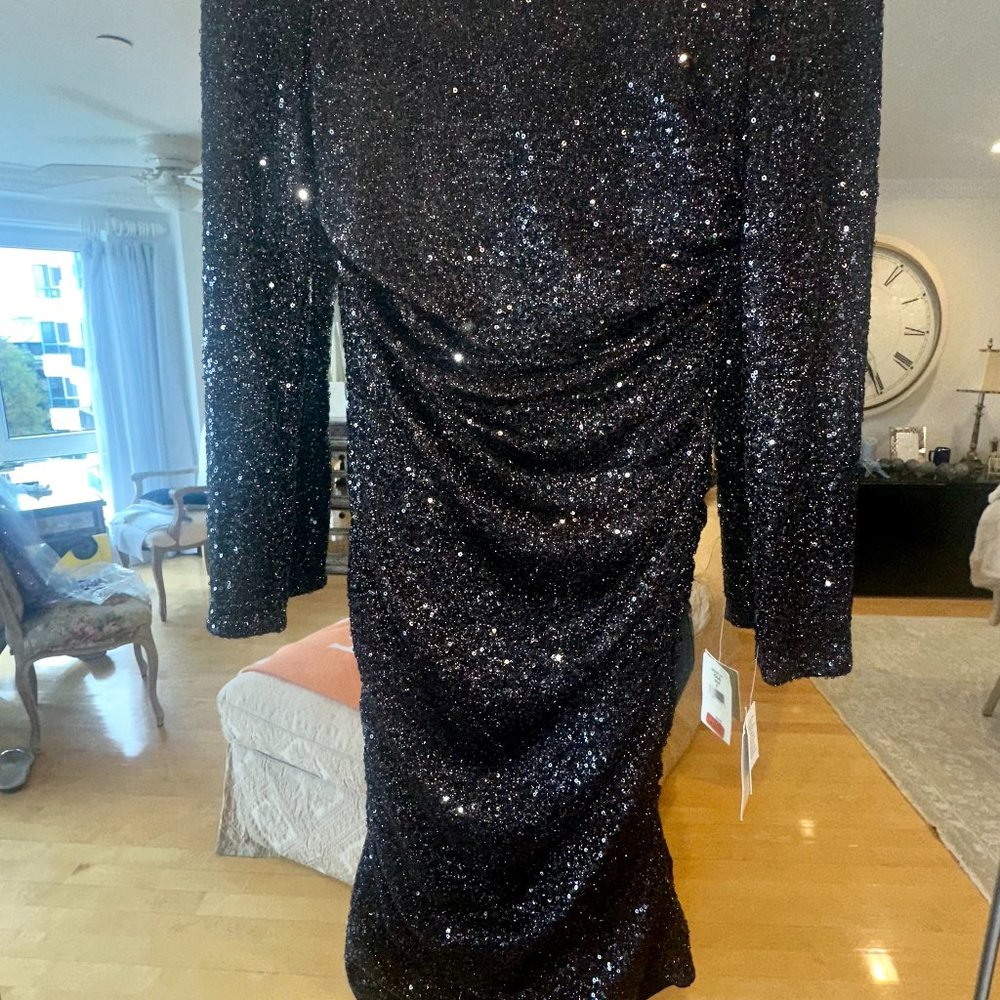 NWT Special Occasion Black Sequin mini Dress Size 8
